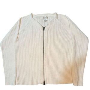 Ryan Michael Vintage 100% Cotton Zip Up Cardigan Fitted Sweater Small Stain SzXL